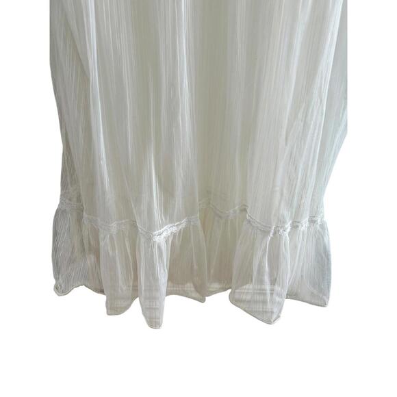 Vintage Dorsay Sheer Shadow Stripe Nightgown Transparent Boudoir Maxi Lingerie M - Picture 6 of 13